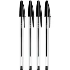 Esferográfica BIC Cristal Ball Point Preto 1mm - Pack de 4 unidades | Loja BluePixel