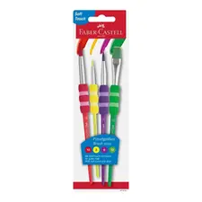 Faber-Castell Pincel Guache Aguarela 2 Pontas Soft Touch 4un - Conjunto de Qualidade para Pintura