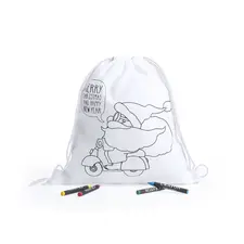 Saco Mochila Infantil de Natal Branco NEUTRAL com Lápis de Cera | Loja BluePixel