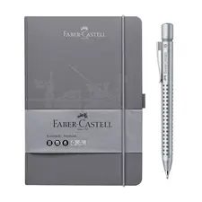 Esferográfica Faber-Castell + Notebook A5 Cinza | Material Escolar de Qualidade
