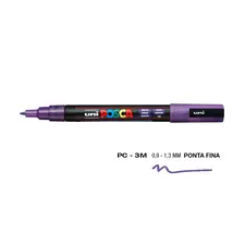 Marcador Posca PC-3ML 0,9mm Violeta Glitter | Alta qualidade para artes e projetos criativos