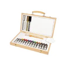 Conjunto Simply Set Acrílico DALER ROWNEY - 26 Peças em Caixa de Madeira | Loja BluePixel