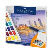 Conjunto de Aguarelas Faber-Castell 48 Cores com Pincel Água e Paleta | Loja BluePixel