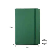 Bloco de Notas Pautado 14x9cm Verde Esmeralda SMARTD - Capa Semi Pele, Design Elegante