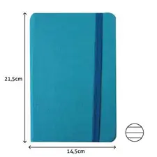 Bloco de Notas Pautado 21,5x14,5cm Semi Pele Azul Turquesa SMARTD | Papelaria de Qualidade