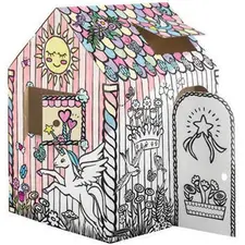 Casinha de Cartão para Pintar e Brincar Unicórnio - BANKERS BOX | Brinquedo Criativo para Crianças
