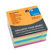 Bloco Notas Aderentes 6 Cores Cubo INFONOTES 75x75mm 450 Folhas - Organização e Criatividade