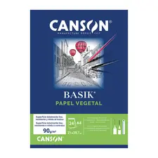 Papel Vegetal A4 90g Canson - Bloco com 24 folhas para desenhos e esboços | bluepixel.pt