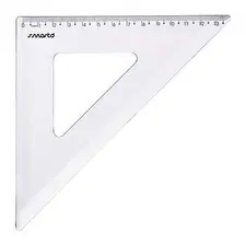 Esquadro Plástico Cristal 45G-21cm SMARTD | Ferramenta de Medição Precisa