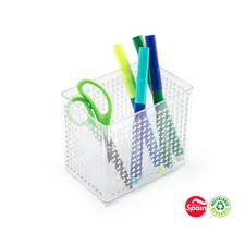 Porta Lápis Plástico Quadrado Nº1 Transparente PF | Organização Escolar e de Escritório