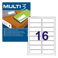 Etiquetas Multi3 99,1x34mm A4 - Pack de 100 folhas e 1600 etiquetas | bluepixel.pt