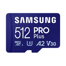 Cartão microSD Samsung PRO Plus 512GB UHS-I U3 para gravação 4K UHD - Loja BluePixel