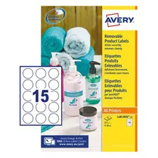 Etiquetas Redondas Removíveis Avery 51mm - 25 Folhas, 375 Unidades | Loja BluePixel