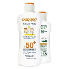 Kit Protetor Solar SPF50+ Babaria Kids 200ml + After Sun 100ml | Proteção e Cuidados para Crianças