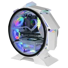 Caixa MARS GAMING MCORB PREMIUM Micro-ATX com Vidro Duplo e Forma Redonda - Cor Branca