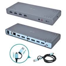 I-TEC USB 3.0/USB-C Dualdock - Docking station com múltiplas portas para monitores 5K e 4K compatível com Thunderbolt 3