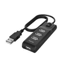 HAMA USB 2.0 Hub 4 Ports - Expansor de Conexões Rápido e Confiável | bluepixel.pt