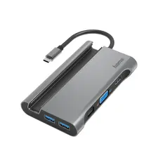 Hama 200102 FIC Hub USB 3.1 Type-C 7 em 1 Antracite - HDMI, VGA, LAN, USB-C, PD | Loja BluePixel