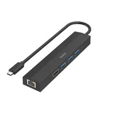 HAMA USB-C Multiport Hub 6 Portas com USB-A, HDMI e LAN | Acessório de Conectividade