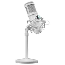 Microfone Mars Gaming MMICX PRO Studio - Condensador Duplo, USB, 96KHz, Anti-Vibração, Branco