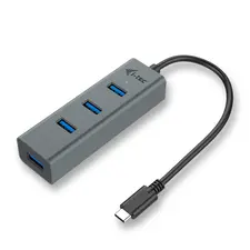 Hub USB C Metal I-TEC 4 Portas sem Fonte de Alimentação - Compatível com Win, Mac OS e Thunderbolt