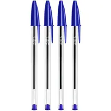 Esferográfica BIC Cristal Ball Point Azul 1mm - Pack de 4 unidades | BluePixel.pt