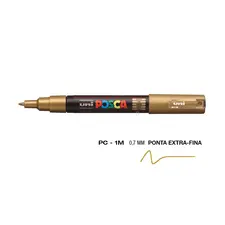 Marcador UniBall Posca PC-1M 0,7mm Ouro - 25 unidades | Loja BluePixel