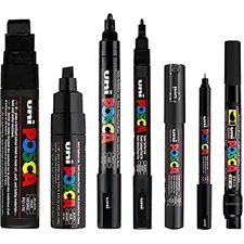 Conjunto de 7 Marcadores Posca Pretos 368 - Alta Qualidade para Artes e Decoração | bluepixel.pt