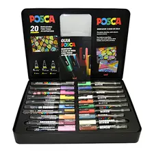 Mala Metálica 368 com Marcadores Uniball Posca Sortidos - Acessórios Artísticos