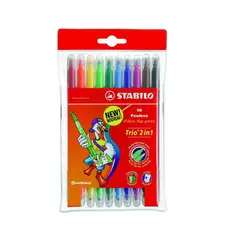 Marcador Feltro Stabilo Trio 2 em 1 com Carteira Plástica - Pack de 10 | Loja BluePixel