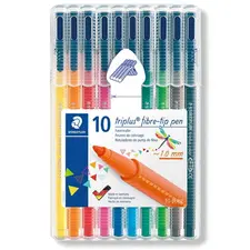 Conjunto de 10 Marcadores Feltro Staedtler Triplus 323 em Estojo Box | Loja BluePixel