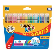 Marcador Feltro Bic Kids Couleur 18 Cores (14+4) | Material Escolar Infantil