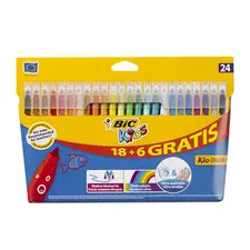 Marcador Feltro Bic Kids Couleur 24 Cores (18+6) | Material Escolar para Crianças