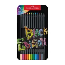 Lápis de Cor 12un Cx Metal Faber-Castell Black Edition 18cm | Loja BluePixel