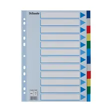 Separadores A4 Polipropileno Cores Sortidas 12 Pestanas - Marca 205 | Loja BluePixel