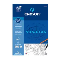 Papel Vegetal A3 90g 147 Canson - Bloco com 50 folhas para desenhos e projetos