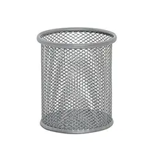 Porta Lápis Tipo Rede Redondo Prata - Organização Moderna para Escritório e Secretária | BluePixel