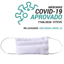 Máscara Reutilizável para Crianças Branco Pack 3un - Proteção Duradoura e Confortável