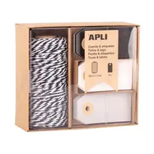 Fio Embrulho Algodão Preto/Branco Rolo 100m + 30 Etiquetas | Marca 40