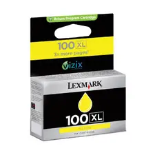 Tinteiro Lexmark 100XL Amarelo - Compatível com Impressoras Lexmark - Alta Capacidade de 600 páginas