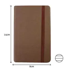 Bloco de Notas Pautado 14x9cm Semi Pele Castanho - Marca 425 | Loja BluePixel