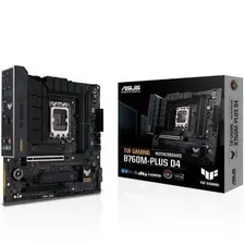 Placa-mãe ASUS TUF GAMING B760M-PLUS D4 LGA1700 mATX com suporte DDR4, portas HDMI, DisplayPort e múltiplas opções de armazenamento