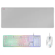 Conjunto Gaming 3 em 1 519 MARS GAMING MCPX GAMING RGB Teclado, Rato e Mousepad XL Branco