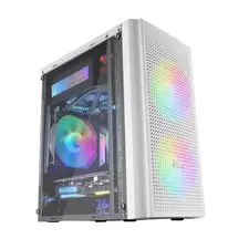 Caixa MARS GAMING MC300 Micro ATX com 3 Ventoinhas RGB, Janela e Mesh - Cor Branca | 519