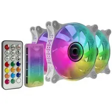 Ventoinha MARS GAMING MF-3DKIT 3x12cm Infinite Mirror Fan com ARGB, controlo remoto RF e na motherboard - Branco