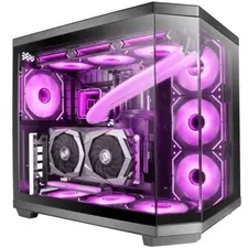 Gabinete ATX MARS GAMING MC-3TCORE com vidro triplo e suporte para 10 ventoinhas - Preto