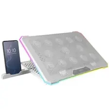 Cooler para Notebook MARS GAMING MNBC13 ARGB com 13 Ventoinhas, Ecrã LCD e Suporte para Telefone até 17'' - Branco