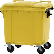 Contentor de 1100L em Polietileno com Rodas e Tampa Amarela | Loja BluePixel