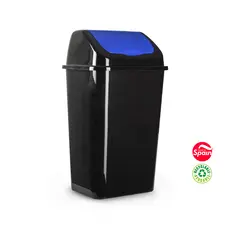 Contentor 30L Plástico com Tampa Basculante Preto/Azul - Marca 359 | Loja BluePixel