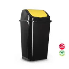 Contentor de 30L em Plástico com Tampa Basculante Preto/Amarelo | Marca 359